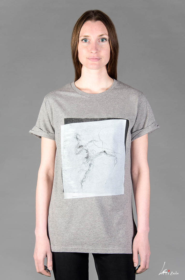 T-shirt Electric Dancer Rolled Sleeve Melange grey White on black print Unisex