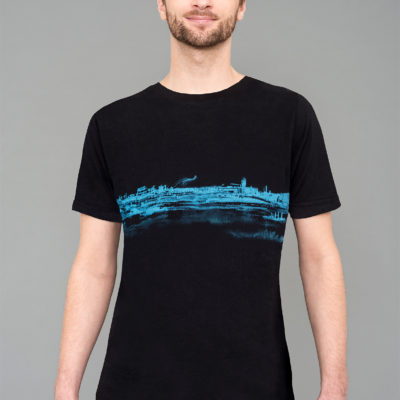 T-shirt noir -Man- Tempelhof- imprimé en bleu