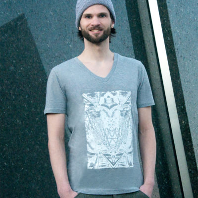 T-shirt Alliage Symetrie Melange grey V-Neck Man- zoom