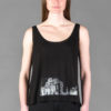 Top Anhalter Bahnhof noir - Tencel -Imprimé blanc- Femme