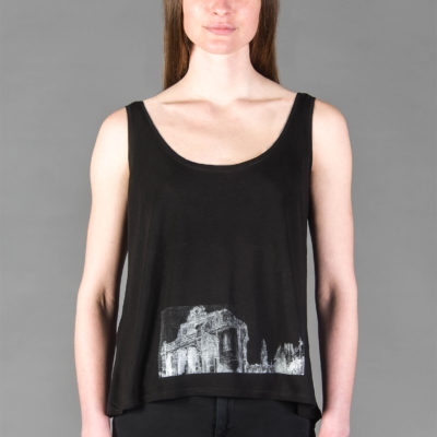 Top Anhalter Bahnhof black - Tencel -White print- Woman