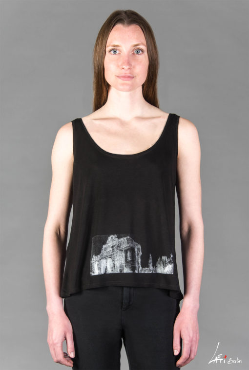 Top Anhalter Bahnhof black - Tencel -White print- Woman