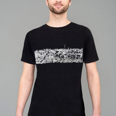 T-shirt Panorama Berlin - Klunkerkranich Noir Blanc imprimé Homme