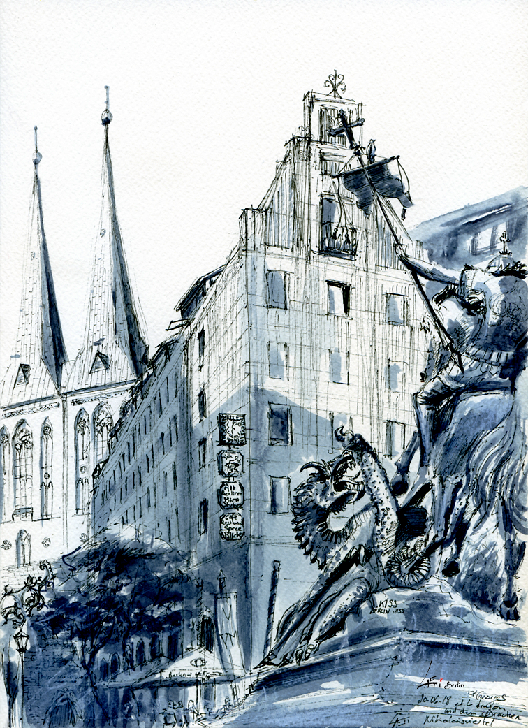20.06.18- St Georges and the dragon, Nikolaiviertel (Berlin-Mitte)