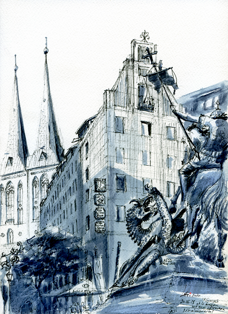 20.06.18- St. Georg und der Drache, Nikolaiviertel (Berlin-Mitte)