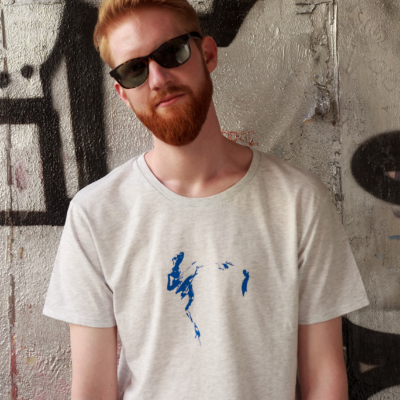 T-shirt-Unisex-Danseur Veloute- White-Mel, Print-Blue-2