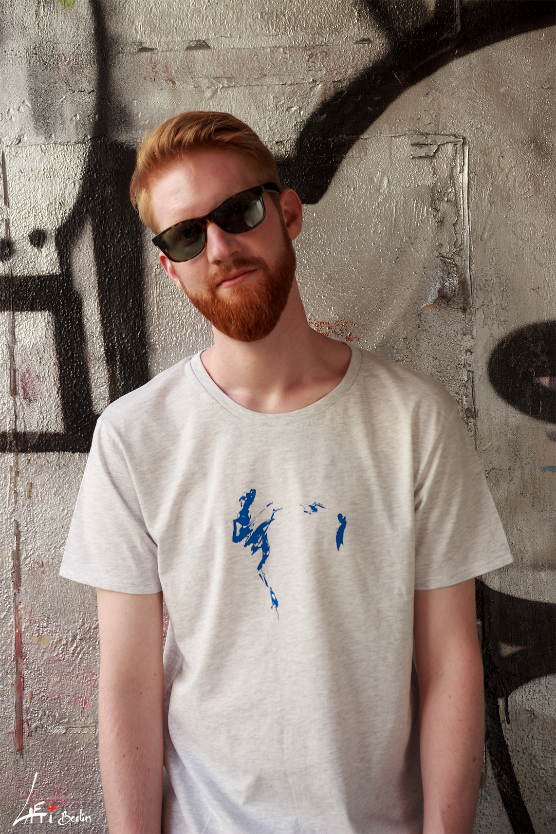 T-shirt-Unisex-Danseur Veloute- White-Mel, Print-Blue-2