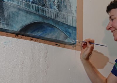 Foto Laeti 1- Panoramic nr. 1 "Kottbusser Brücke", Serie "Blue Berlin"- Acryl on canvas- 40 x 120 cm - 09.2021.