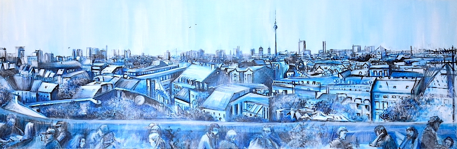 Foto 1-Painting Panoramic 3:3 Panorama , Serie Blue Berlin- Laetitia Hildebrand -ohne Rahmen