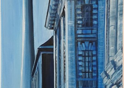 Foto Zoom 2- Nr. 2 Fernsehturm, Vertical- Serie Blue Berlin, Acryl on canvas, 120 x 40 cm (vertical)- 10.2021