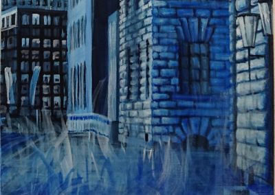 Foto Zoom 3- Nr. 2 Fernsehturm, Vertical- Serie Blue Berlin, Acryl on canvas, 120 x 40 cm (vertical)- 10.2021
