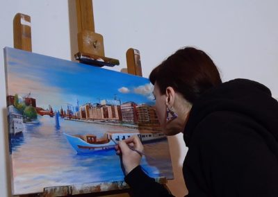 Laeti is painting- Mediaspree, Piraten boat 12.2020
