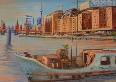Zoom 2 -Painting Mediaspree, Piraten boat 12.2020
