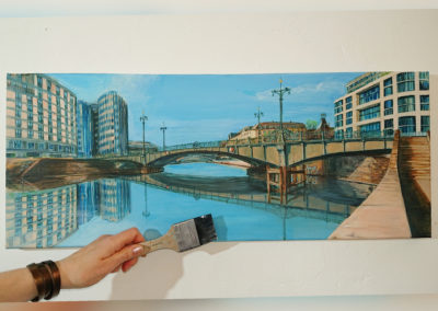 photo Laeti 2 - MORNING- Reflection Berlin-Painting nr. 4 Morning, serie Reflection Panoramic. Acryl on canvas, 75 x 30cm, Laetitia Hildebrand- 05.2022