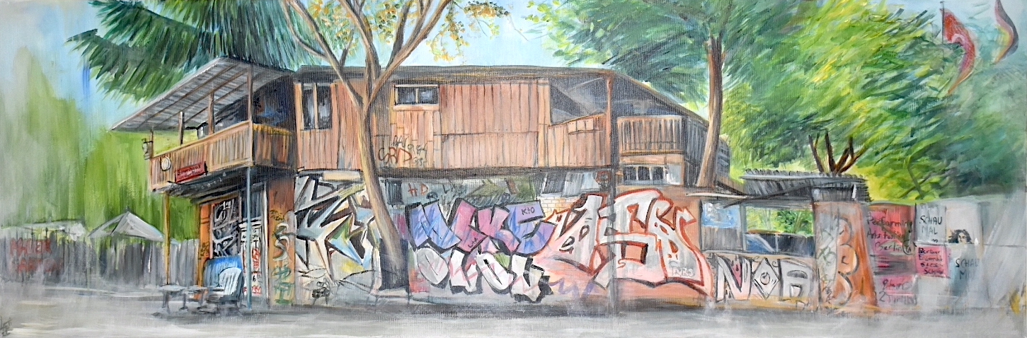 Painting on canvas -Baumhaus an der Mauer, Berlin