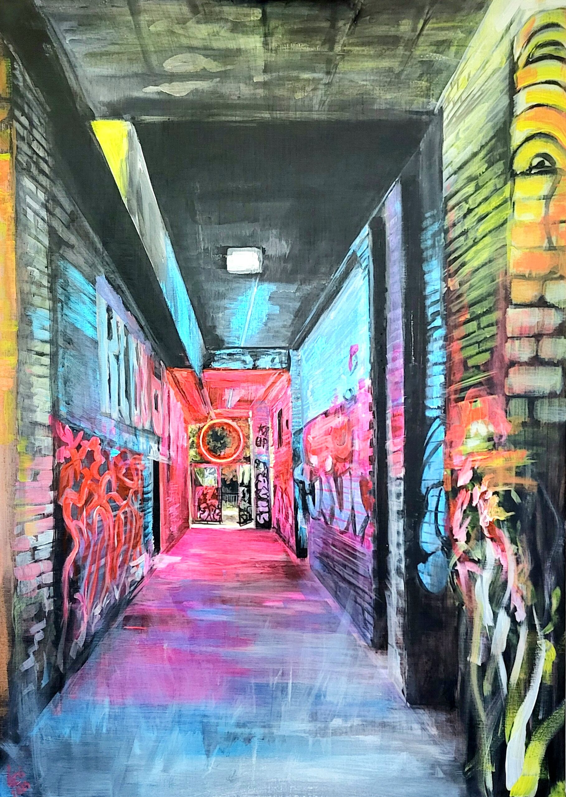 Painting Red- Night lights Berlin, Laeti- 07.2024 Painting-Kirschbluetweg-Laetitia-Hildebrand-08.2022