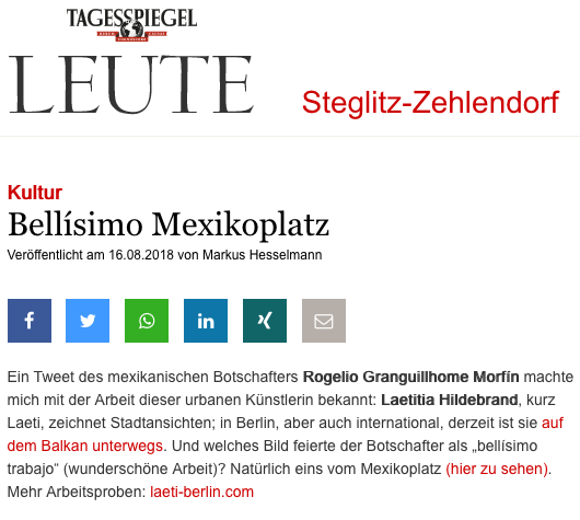 Artikel SPIEGEL HEUTE- August 2018- Urban Sketch Mexikoplatz Screenshot Laeti 1-Interview TF1- Journal 11.2019